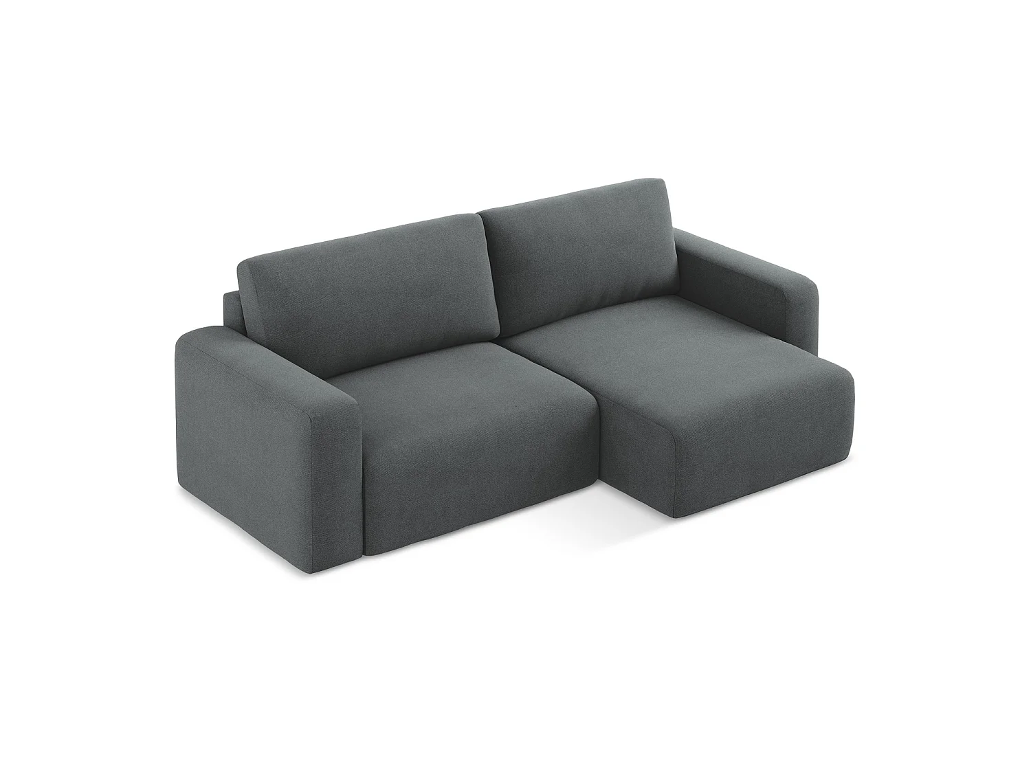 Canapé d'angle droit convertible en tissu texturé - gris - OSTIA