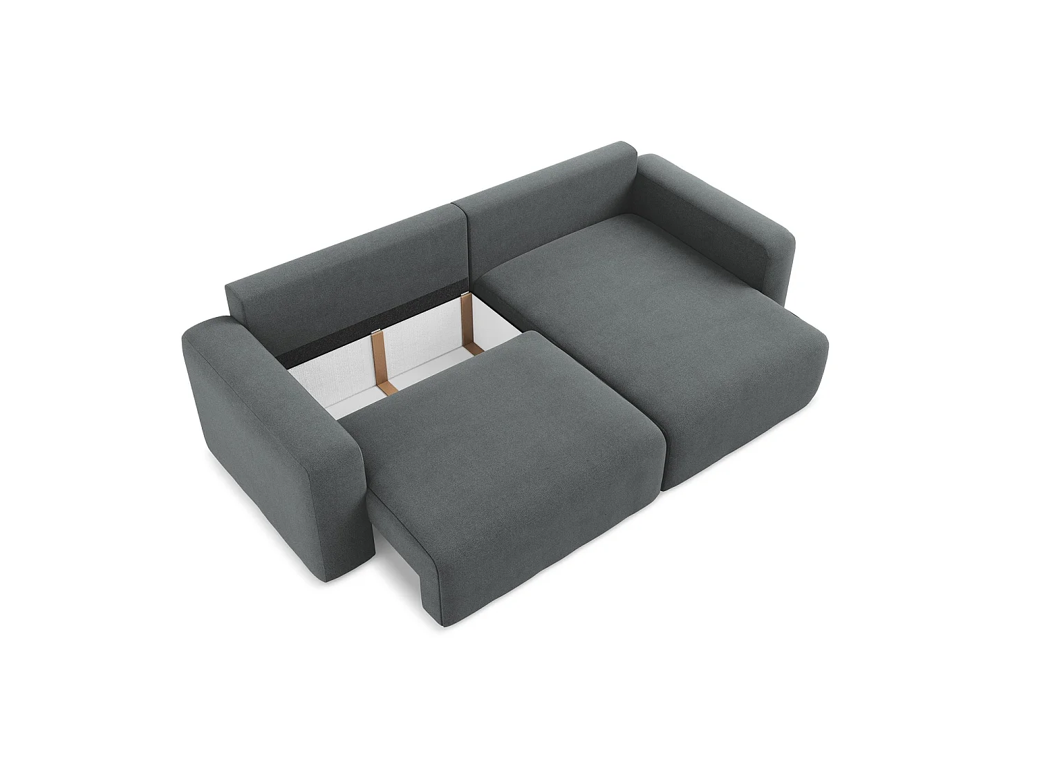 Canapé d'angle droit convertible en tissu texturé - gris - OSTIA