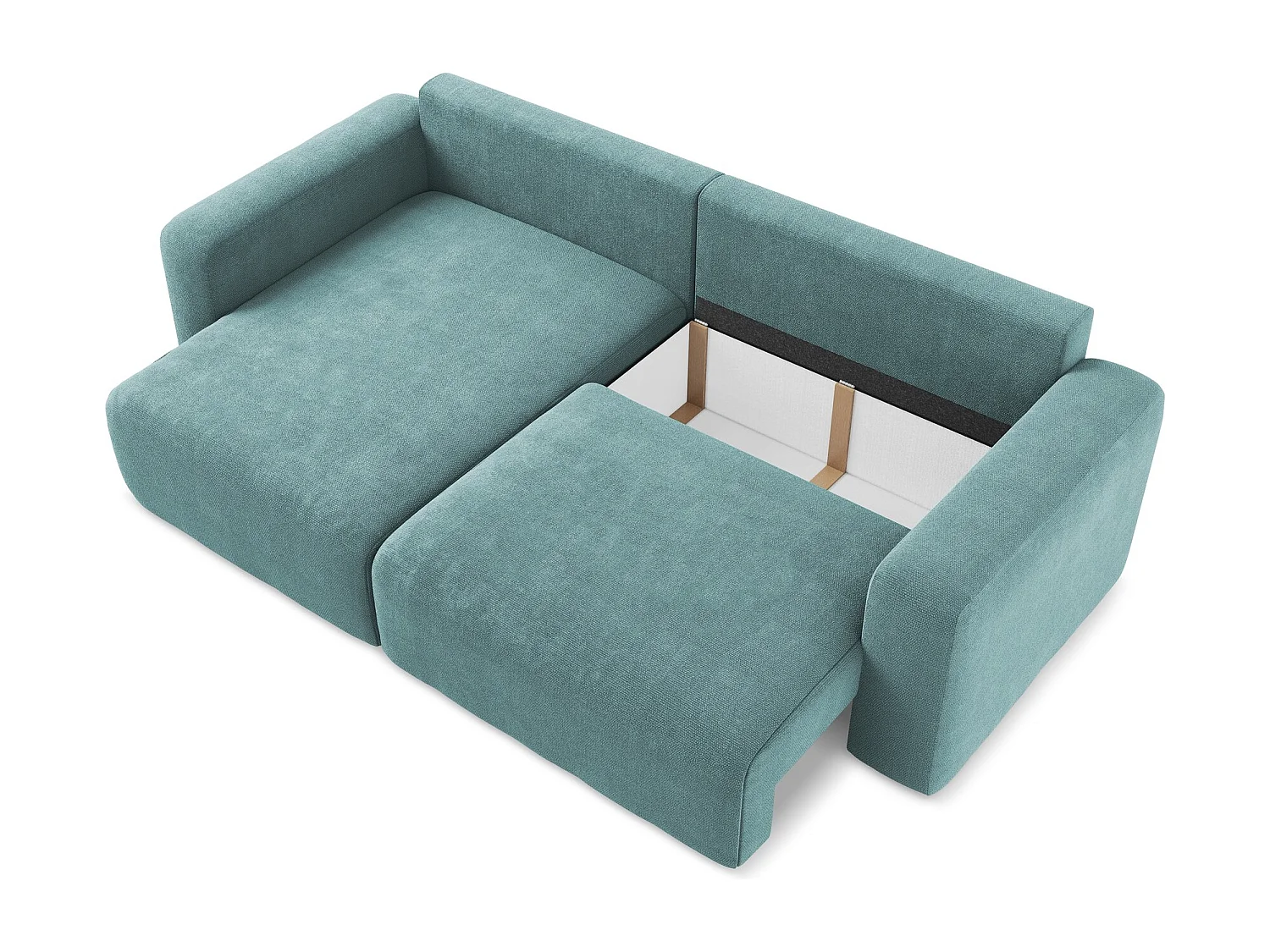 3-Sitzer Ecksofa mit Schlaffunktion - Ecke Links - Chenille - Jeans - KONA