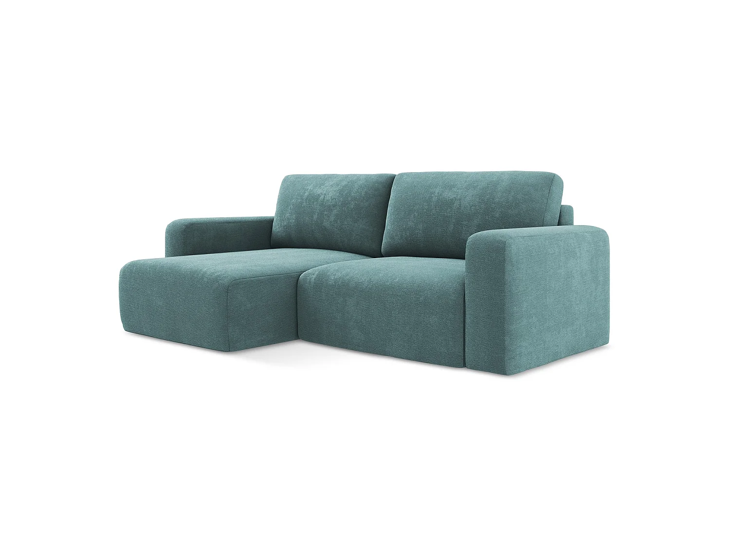 Canapé d’angle 3 places gauche convertible en tissu chenille - jeans - OSTIA