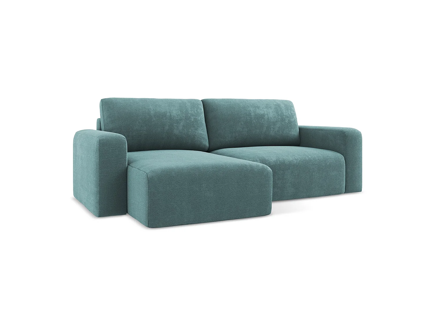 Canapé d’angle 3 places gauche convertible en tissu chenille - jeans - OSTIA