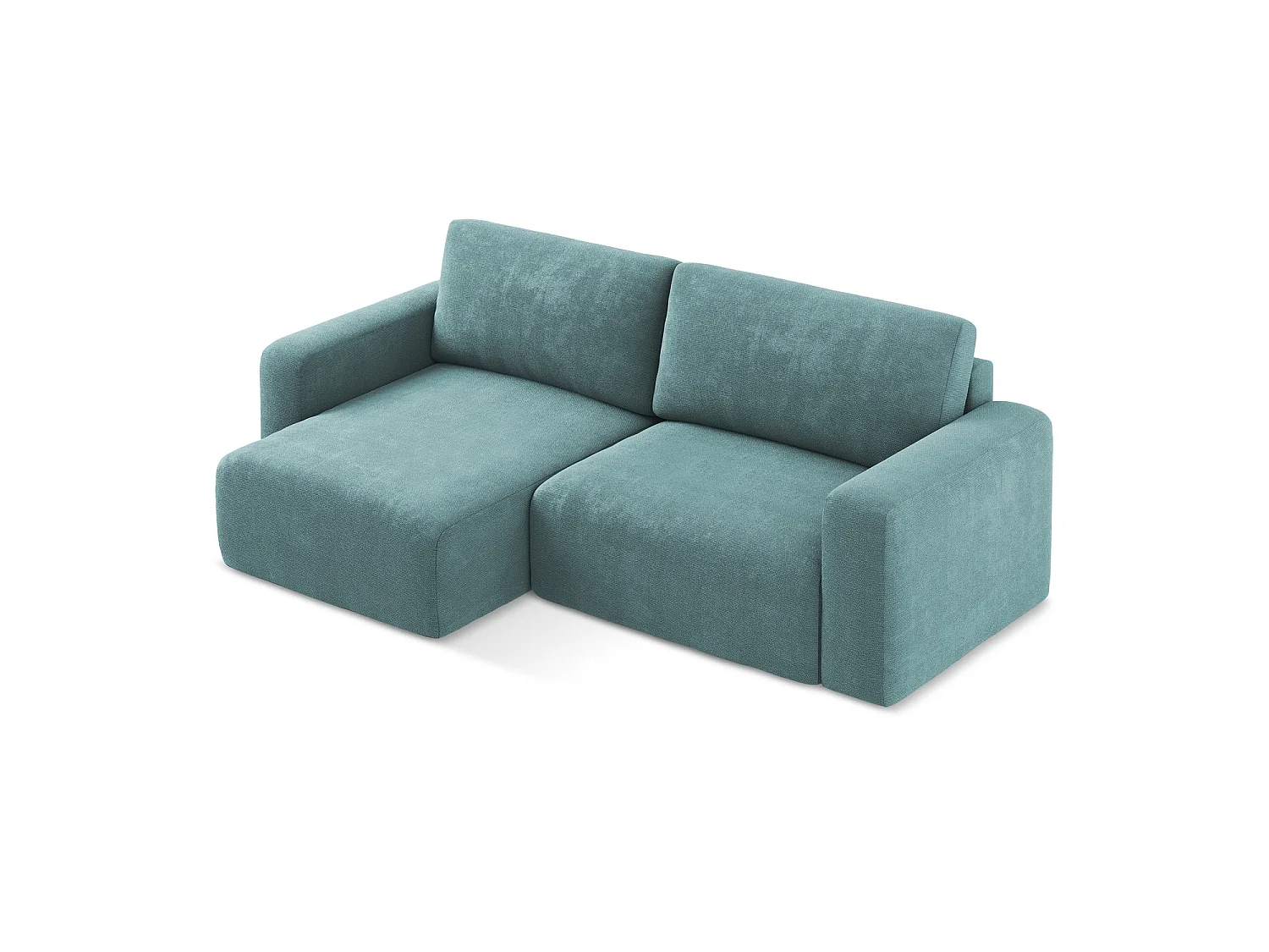 Canapé d’angle 3 places gauche convertible en tissu chenille - jeans - OSTIA