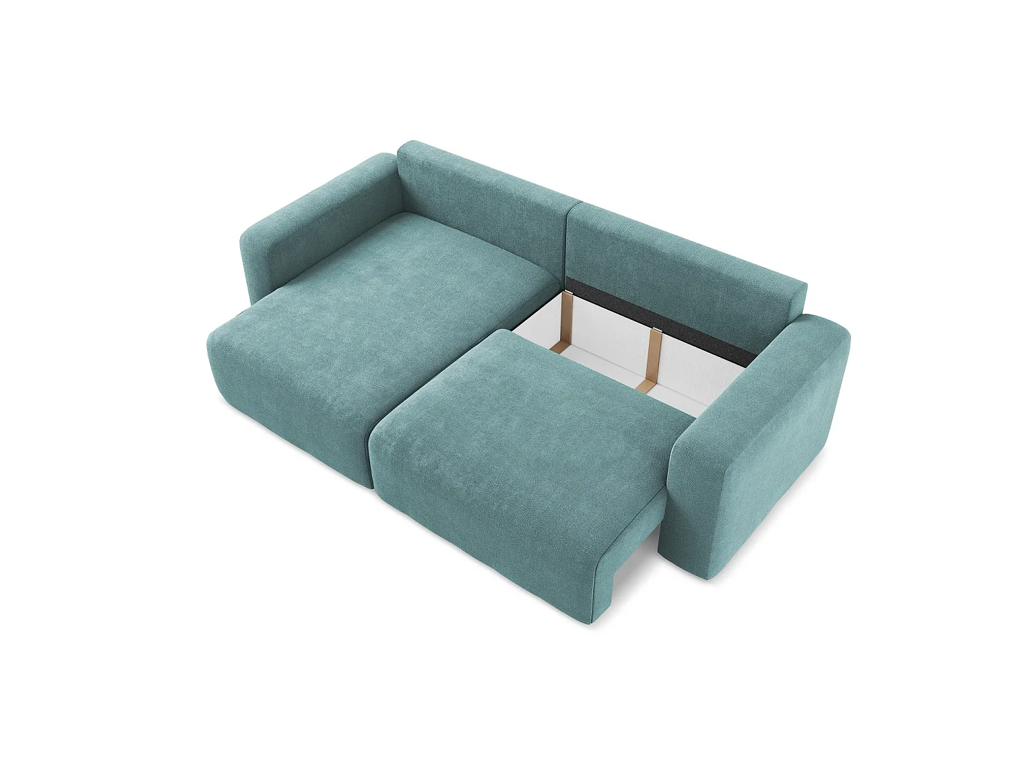 Canapé d’angle 3 places gauche convertible en tissu chenille - jeans - OSTIA
