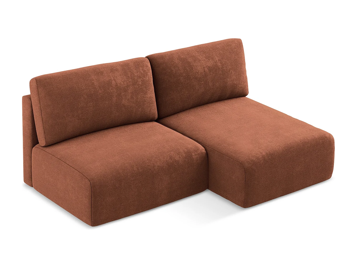 Open hoekbank met bedfunctie van terracotta chenille stof - KONA