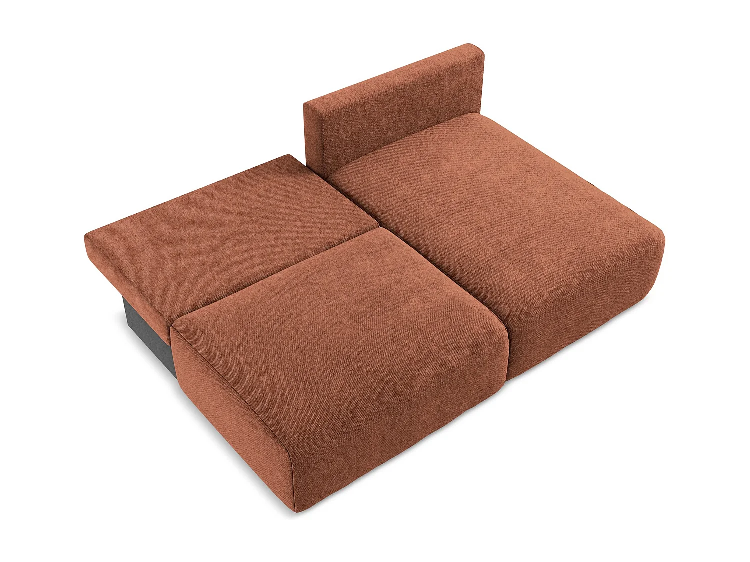 Open hoekbank met bedfunctie van terracotta chenille stof - KONA