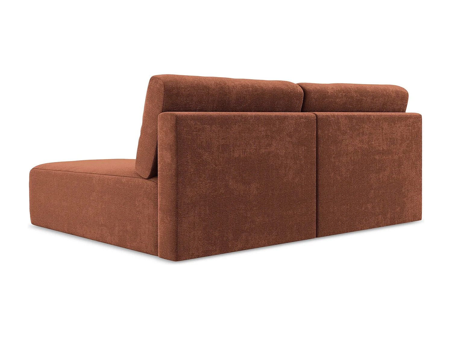 Open hoekbank met bedfunctie van terracotta chenille stof - KONA