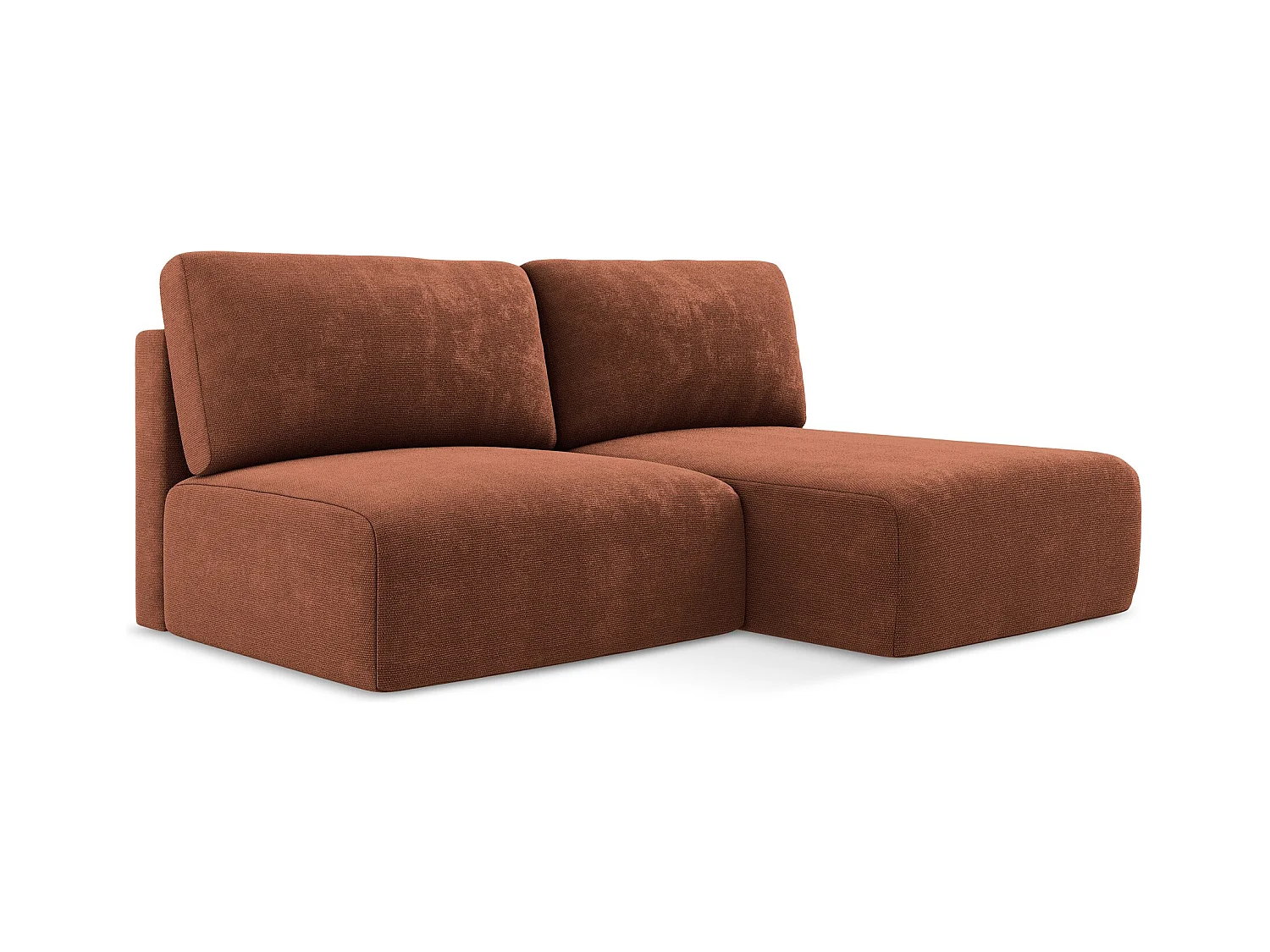 Ecksofa ohne Armlehne mit Schlaffunktion Rechts - Rechts - Chenille - Terrakotta - KONA