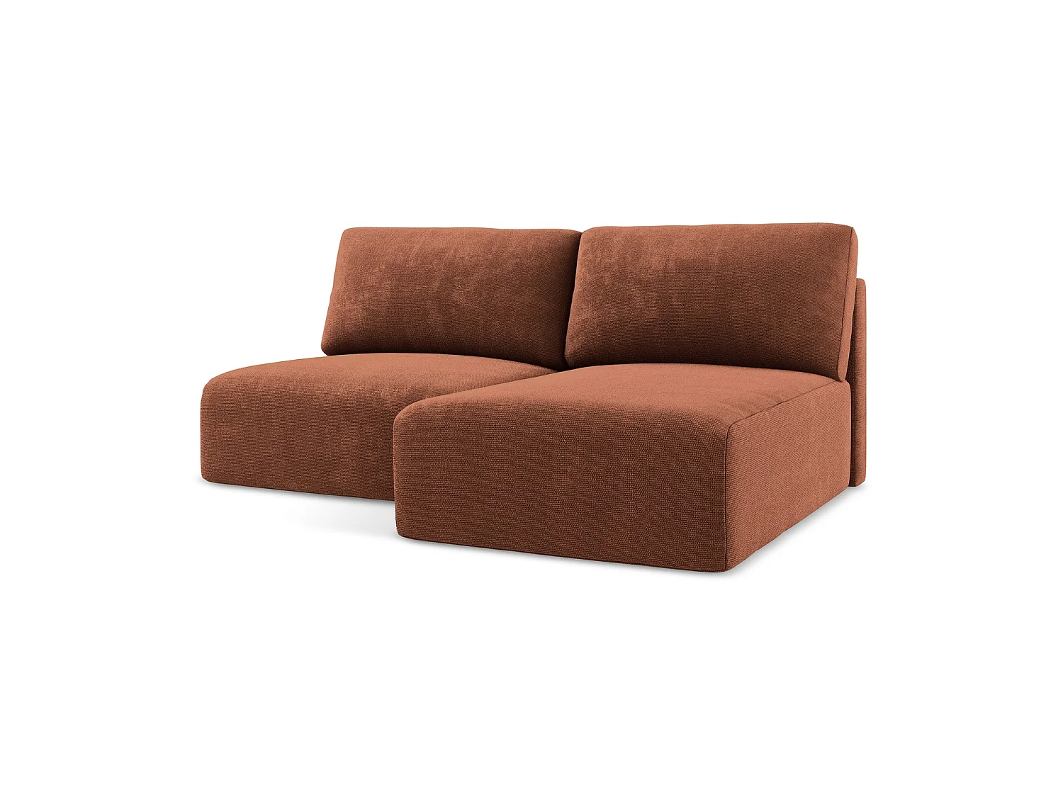 Ecksofa ohne Armlehne mit Schlaffunktion Rechts - Rechts - Chenille - Terrakotta - OSTIA