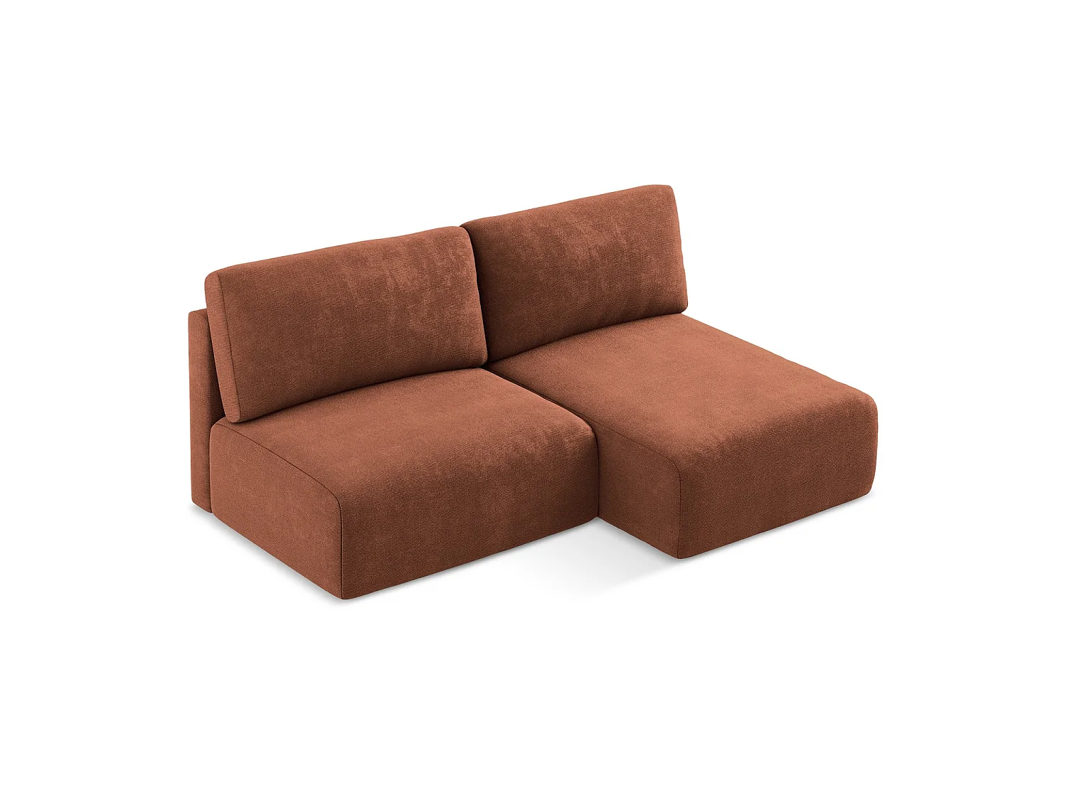 Ecksofa ohne Armlehne mit Schlaffunktion Rechts - Rechts - Chenille - Terrakotta - OSTIA