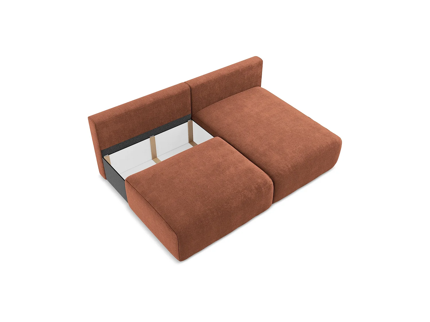 Ecksofa ohne Armlehne mit Schlaffunktion Rechts - Rechts - Chenille - Terrakotta - OSTIA
