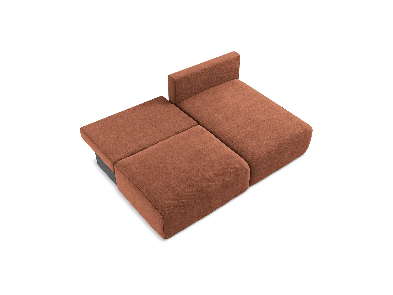 Ecksofa ohne Armlehne mit Schlaffunktion Rechts - Rechts - Chenille - Terrakotta - OSTIA