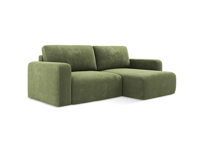 Ecksofa mit Schlaffunktion - Ecke Rechts - Chenille - Grün - KONA