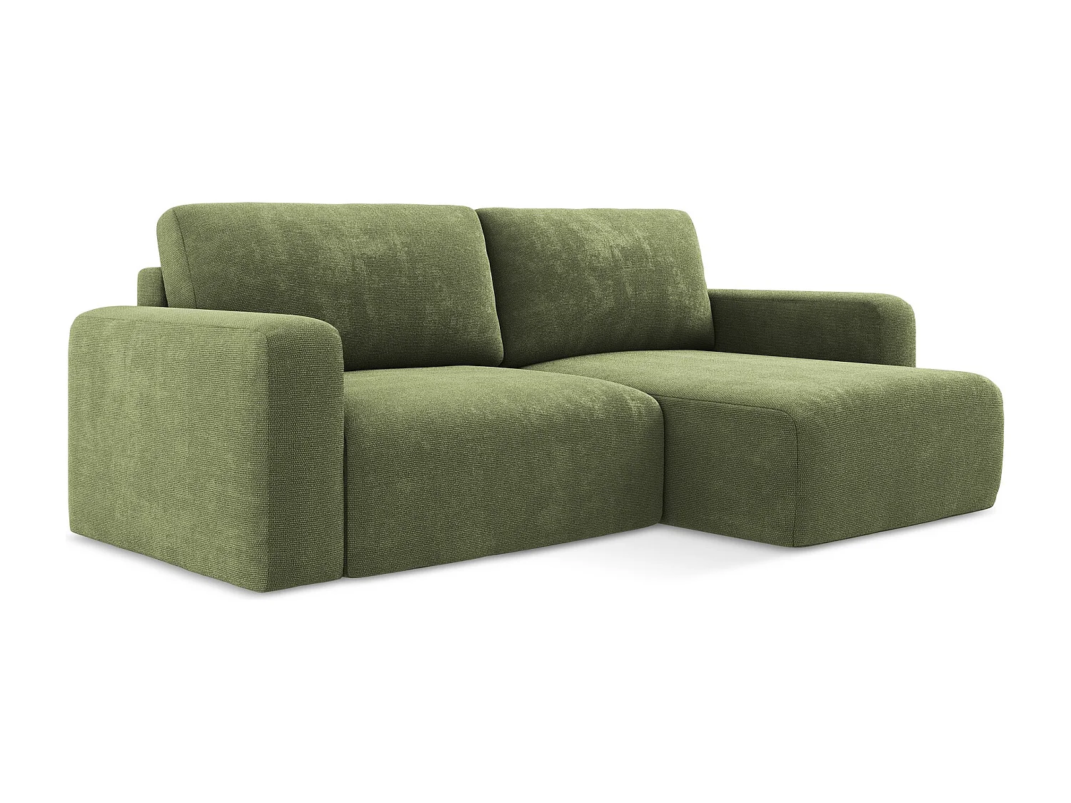 Ecksofa mit Schlaffunktion - Ecke Rechts - Chenille - Grün - KONA