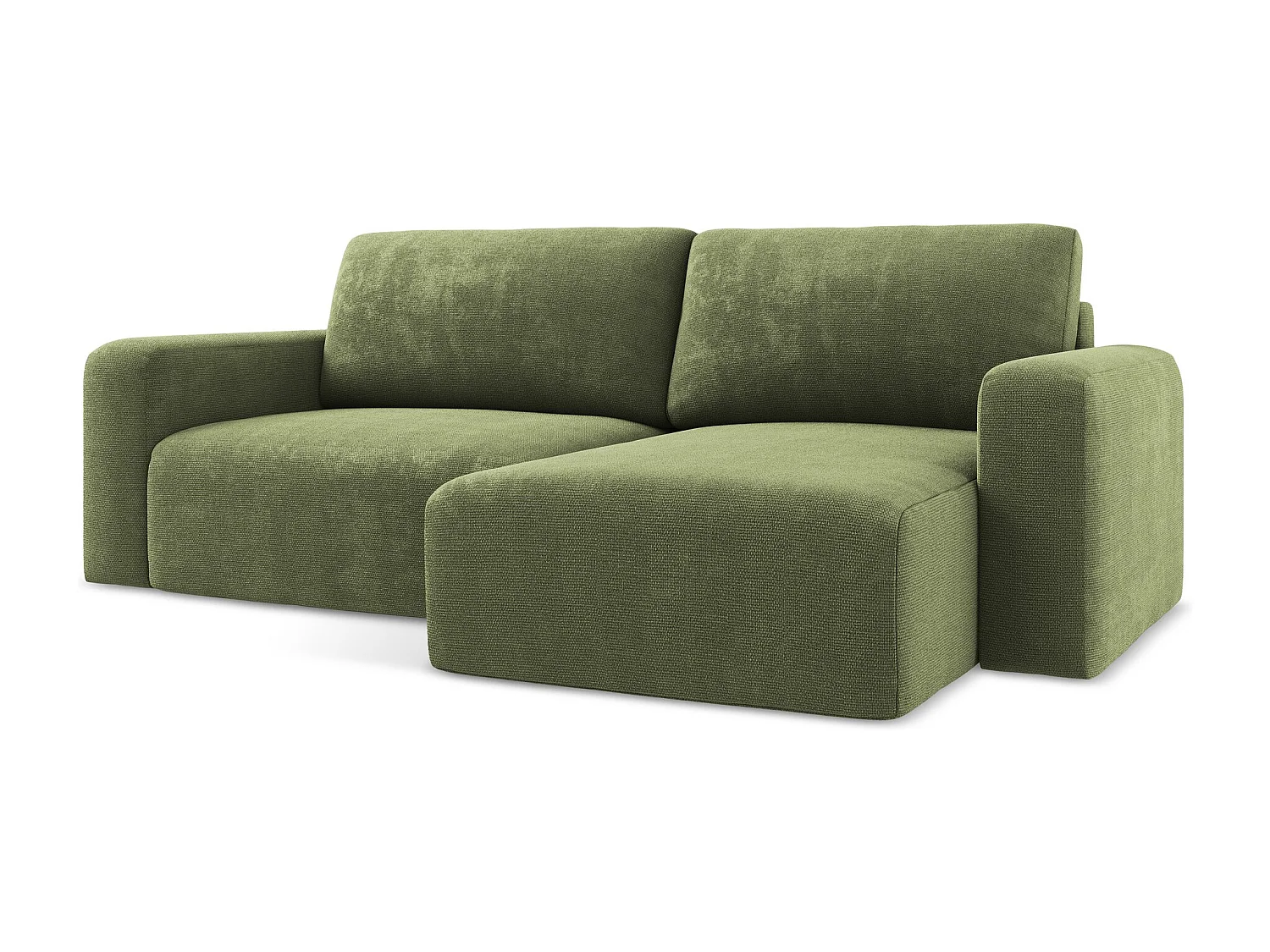 Ecksofa mit Schlaffunktion - Ecke Rechts - Chenille - Grün - KONA
