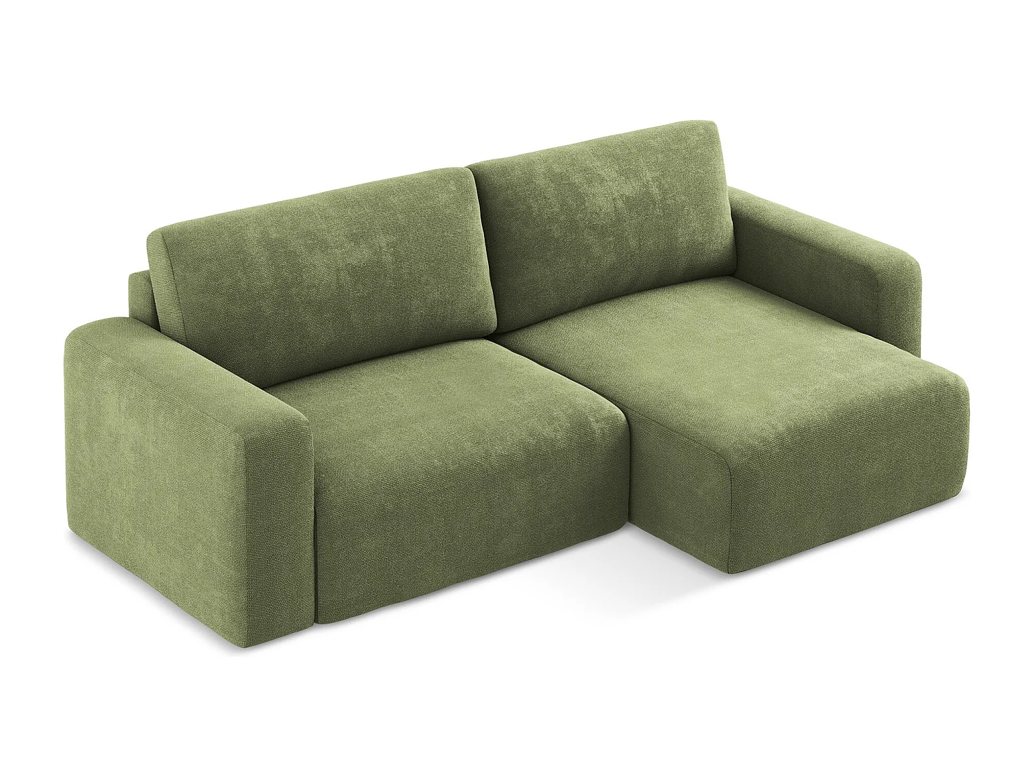 Ecksofa mit Schlaffunktion - Ecke Rechts - Chenille - Grün - KONA