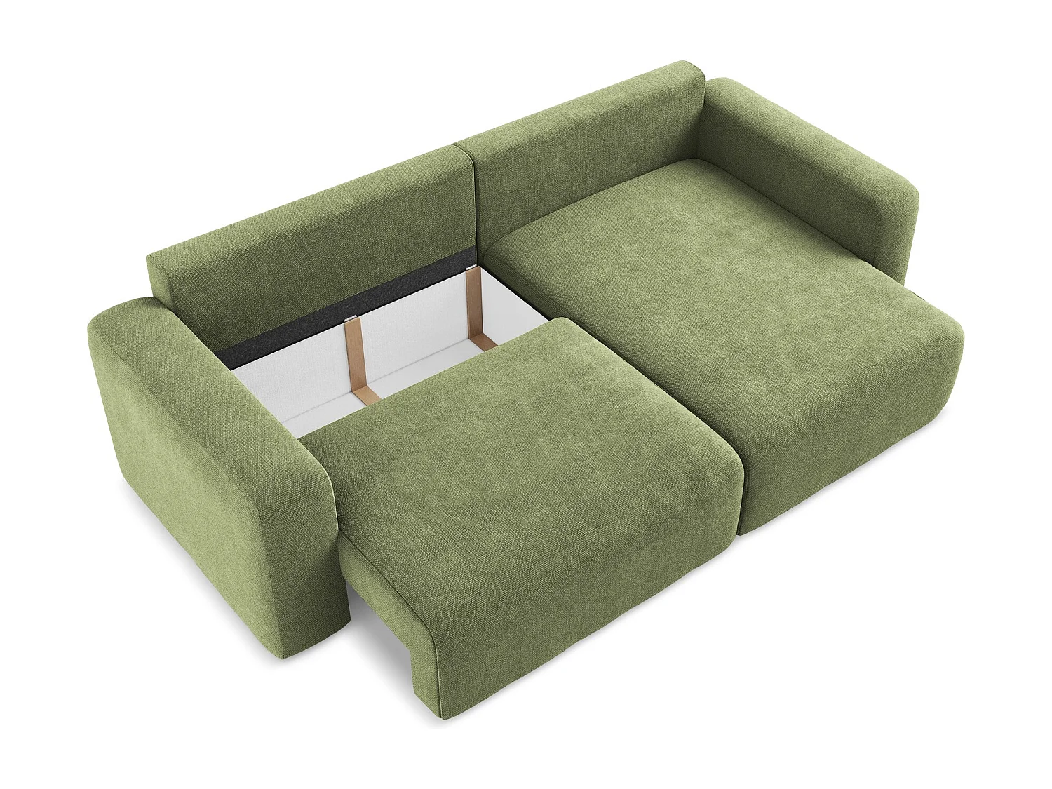 Ecksofa mit Schlaffunktion - Ecke Rechts - Chenille - Grün - KONA