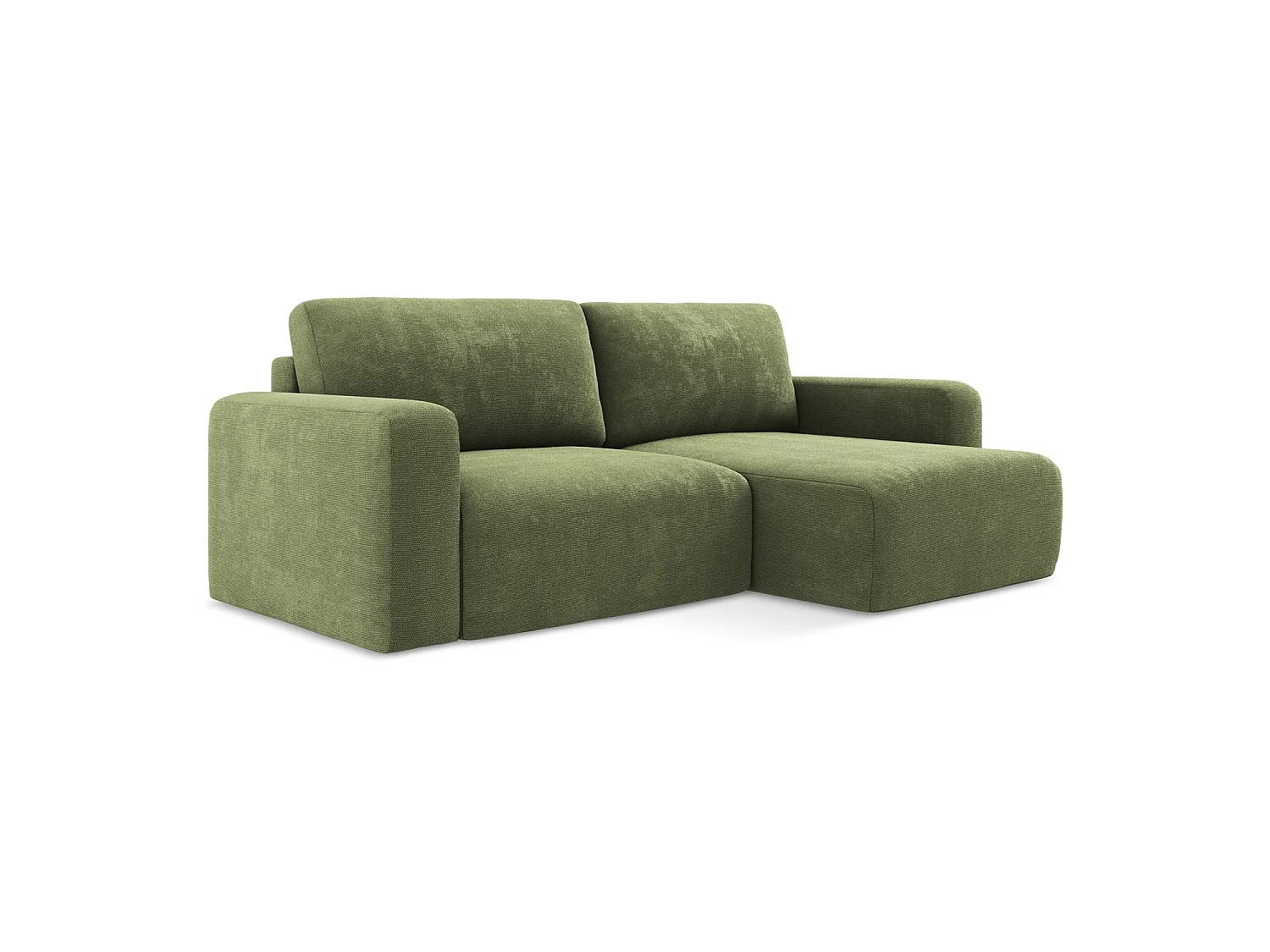 Canapé d'angle droit convertible en tissu chenille - vert - OSTIA