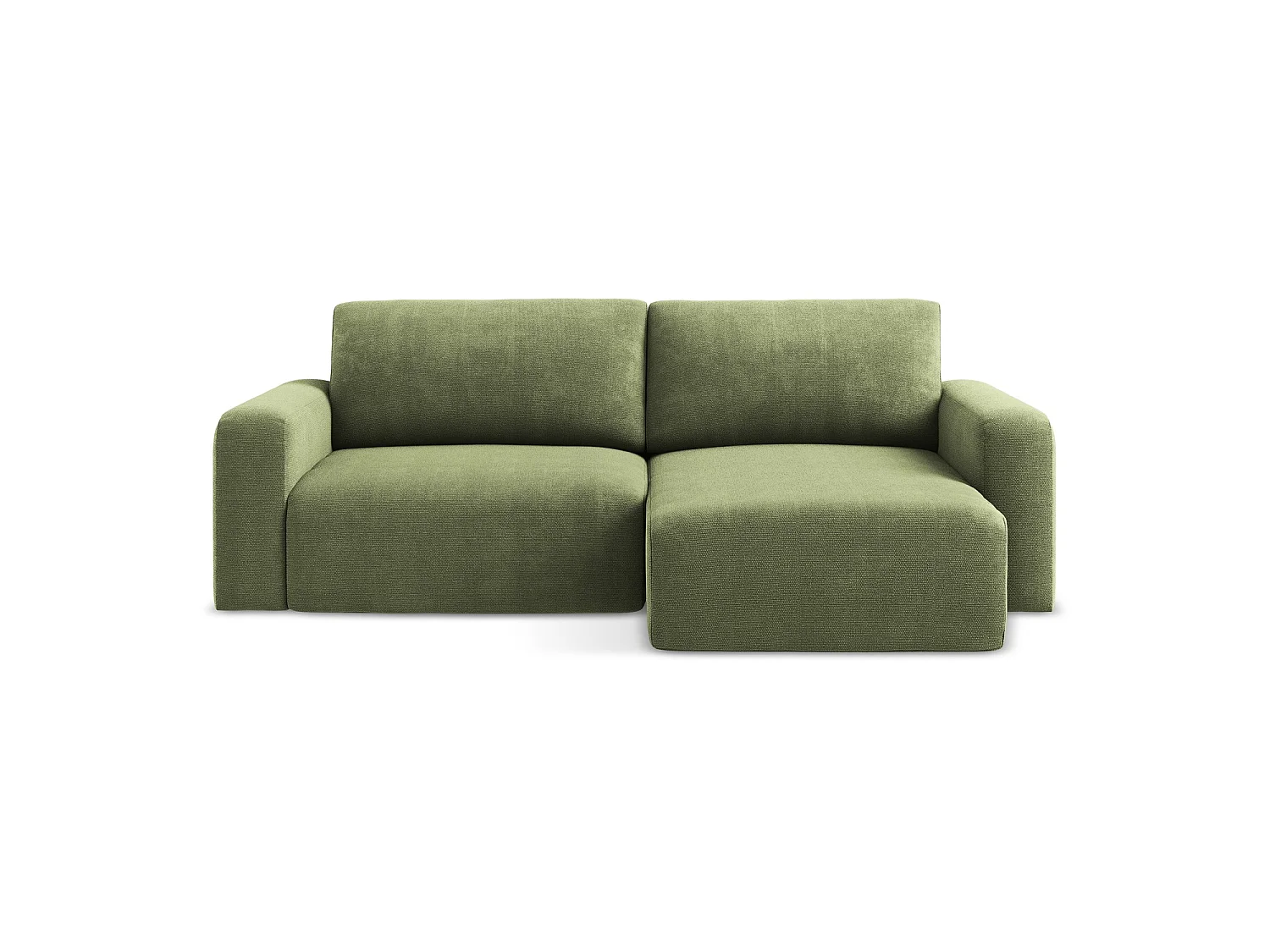 Canapé d'angle droit convertible en tissu chenille - vert - OSTIA