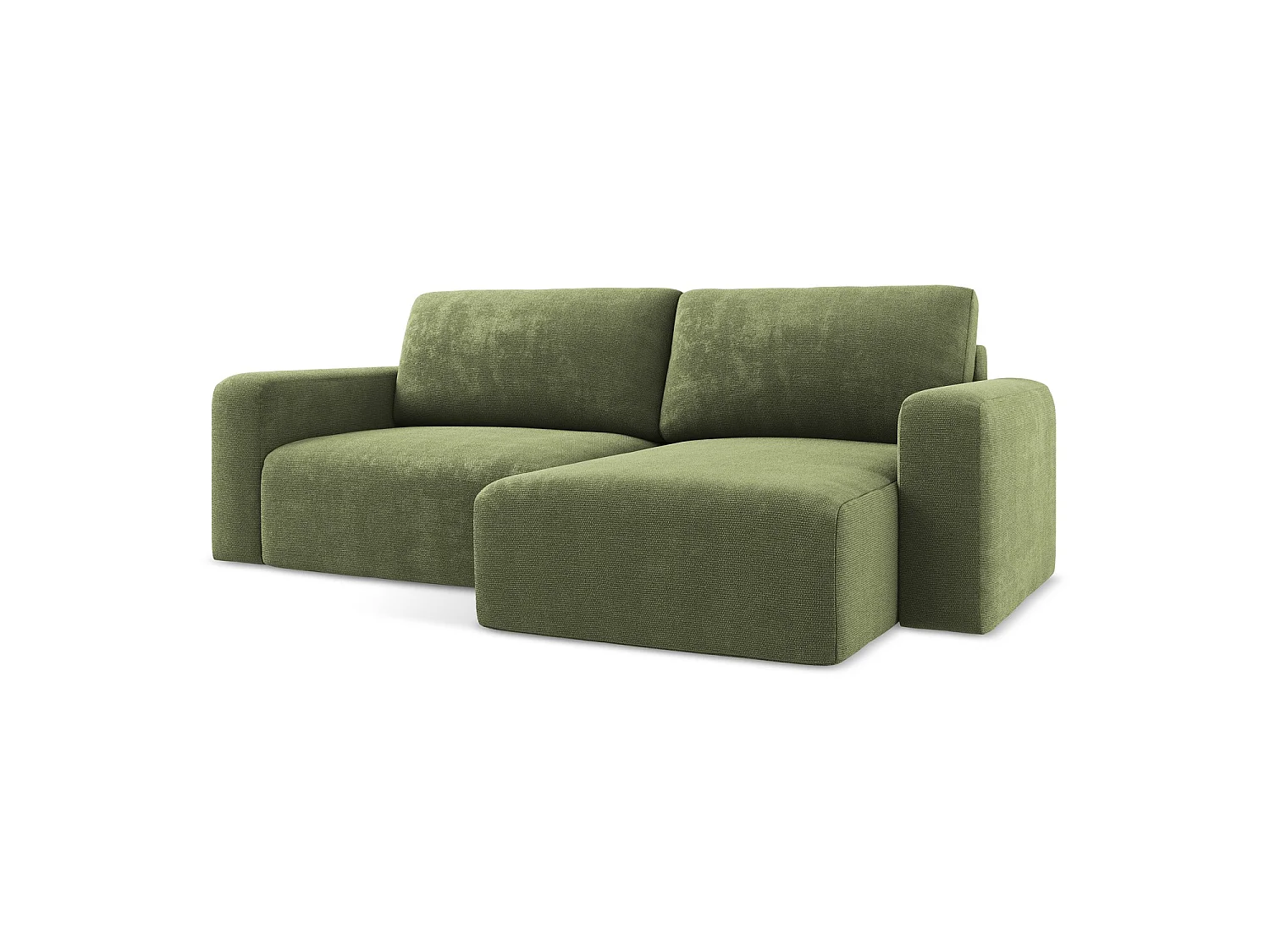 Canapé d'angle droit convertible en tissu chenille - vert - OSTIA
