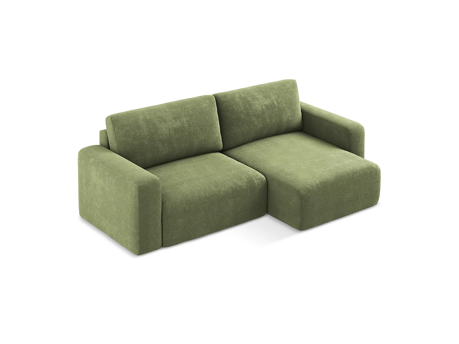 Canapé d'angle droit convertible en tissu chenille - vert - OSTIA