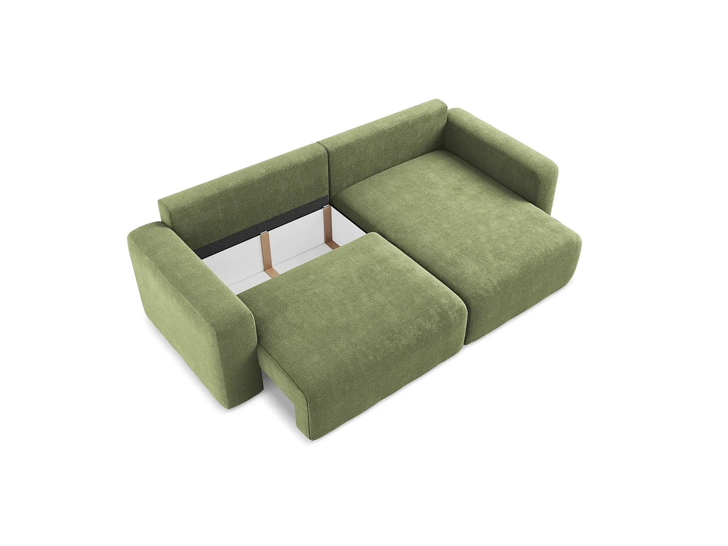 Canapé d'angle droit convertible en tissu chenille - vert - OSTIA