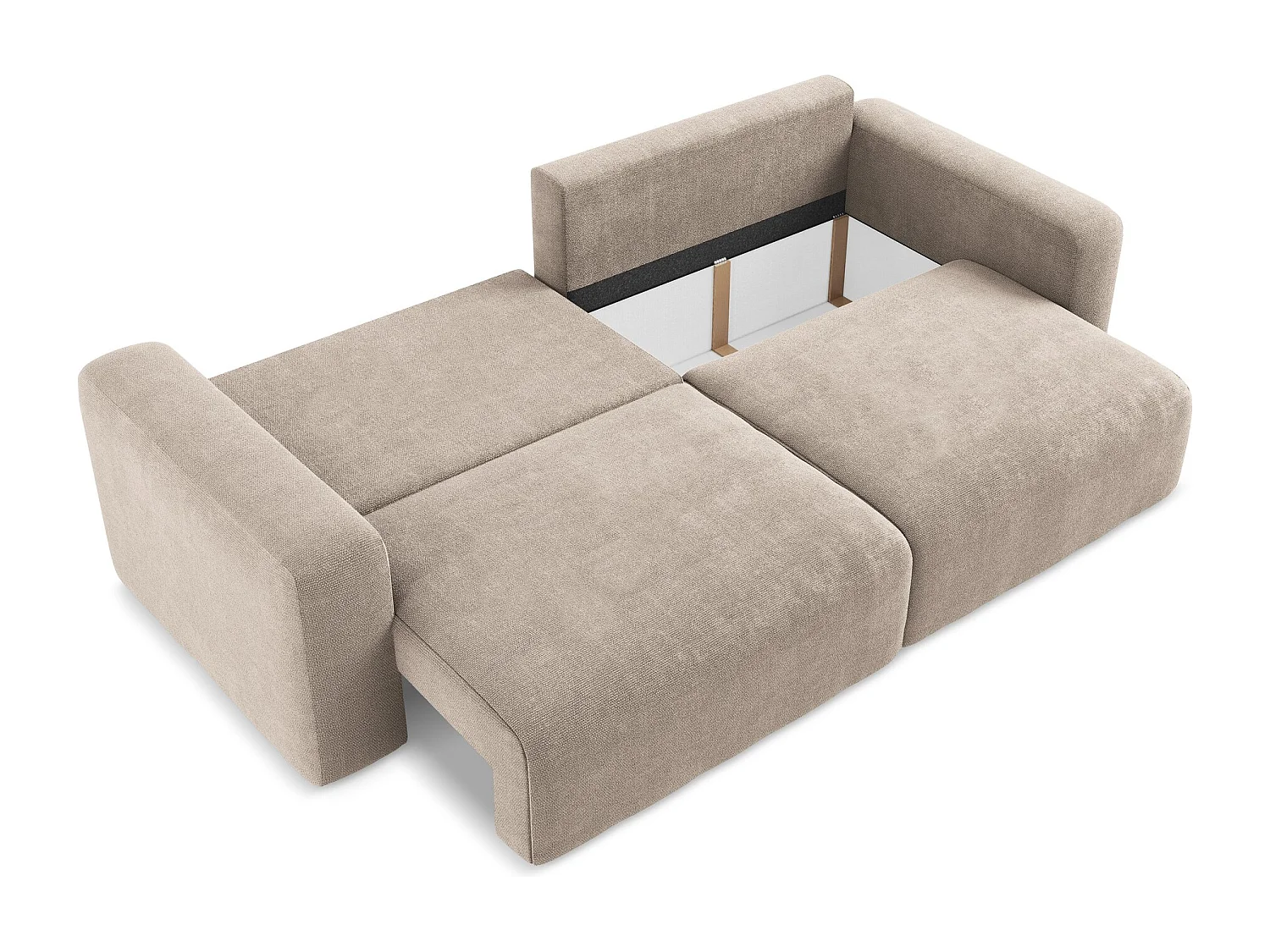 3-Sitzer Sofa mit Schlaffunktion - - Chenille - Dunkelbeige - KONA