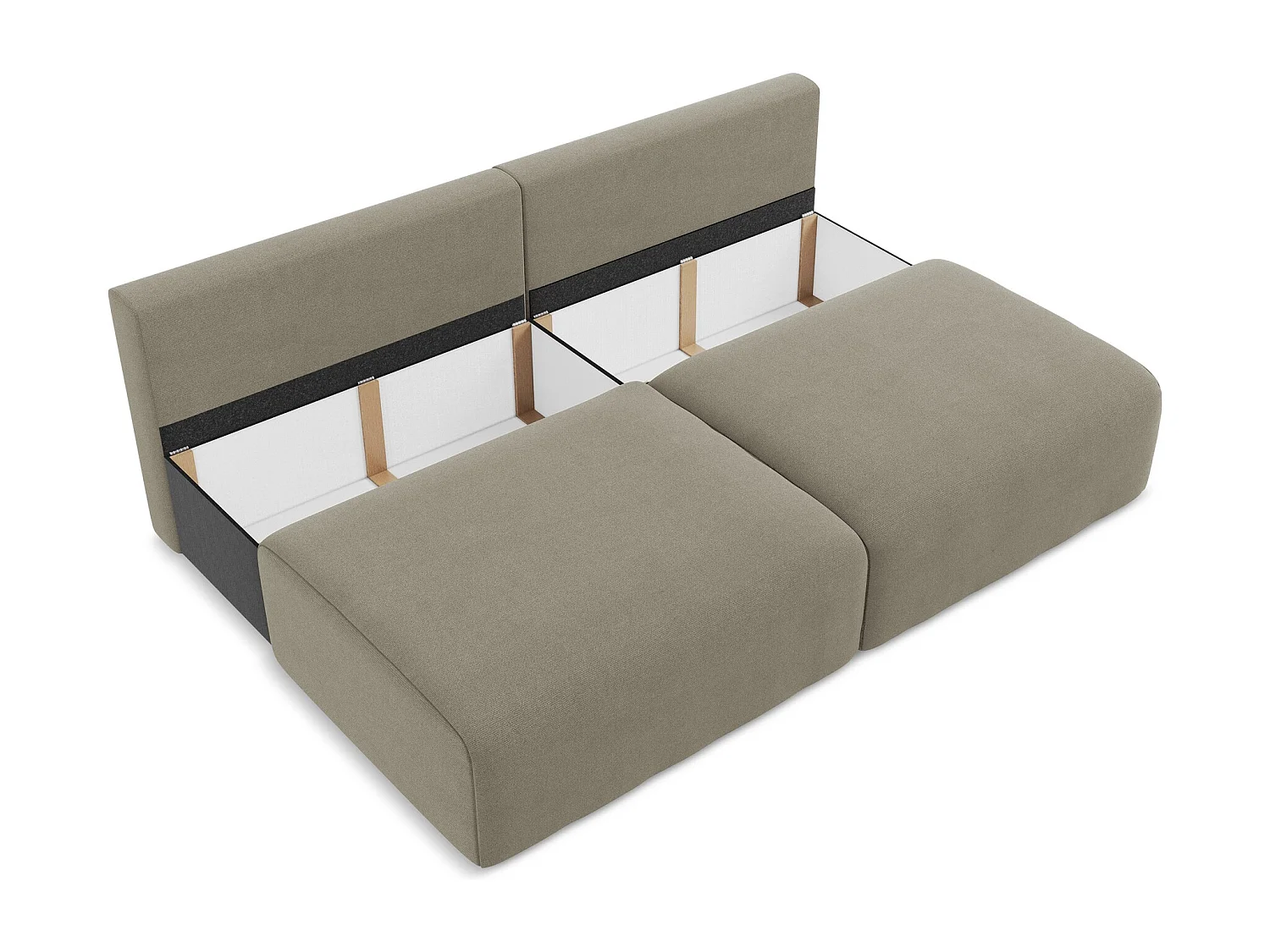 3-Sitzer Sofa ohne Armlehne mit Schlaffunktion - / - Strukturstoff - Dunkelbeige - KONA
