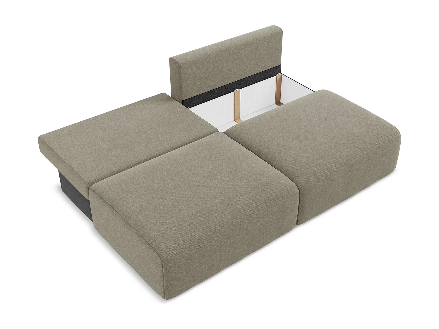 3-Sitzer Sofa ohne Armlehne mit Schlaffunktion - / - Strukturstoff - Dunkelbeige - KONA