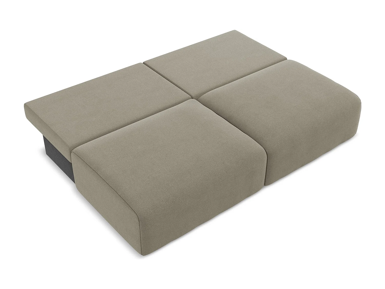 3-Sitzer Sofa ohne Armlehne mit Schlaffunktion - / - Strukturstoff - Dunkelbeige - KONA