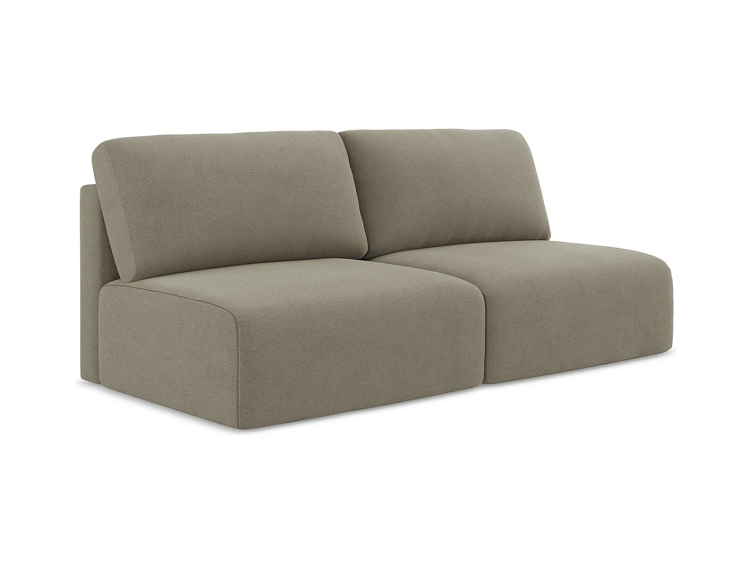 Canapé 3 places sans accoudoir convertible en Strukturstoff - beige foncé - KONA