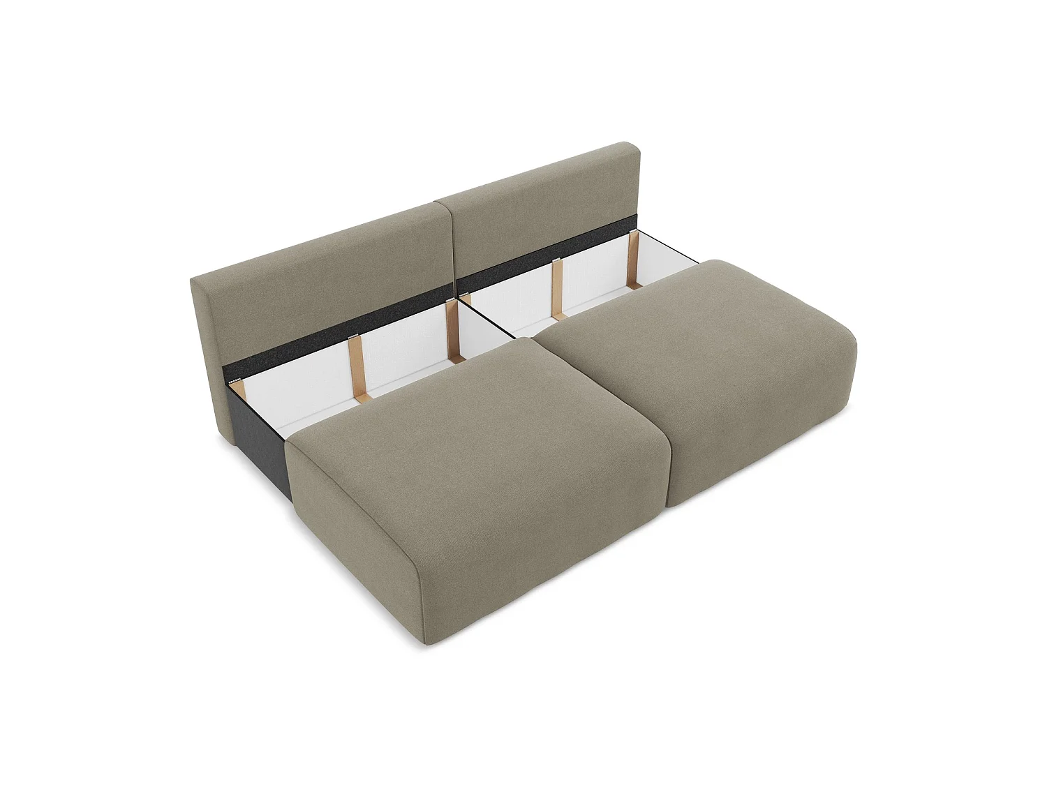 Sofa 3-osobowa z funkcją spania - z tkaniny strukturalnej - ciemny beż - OSTIA