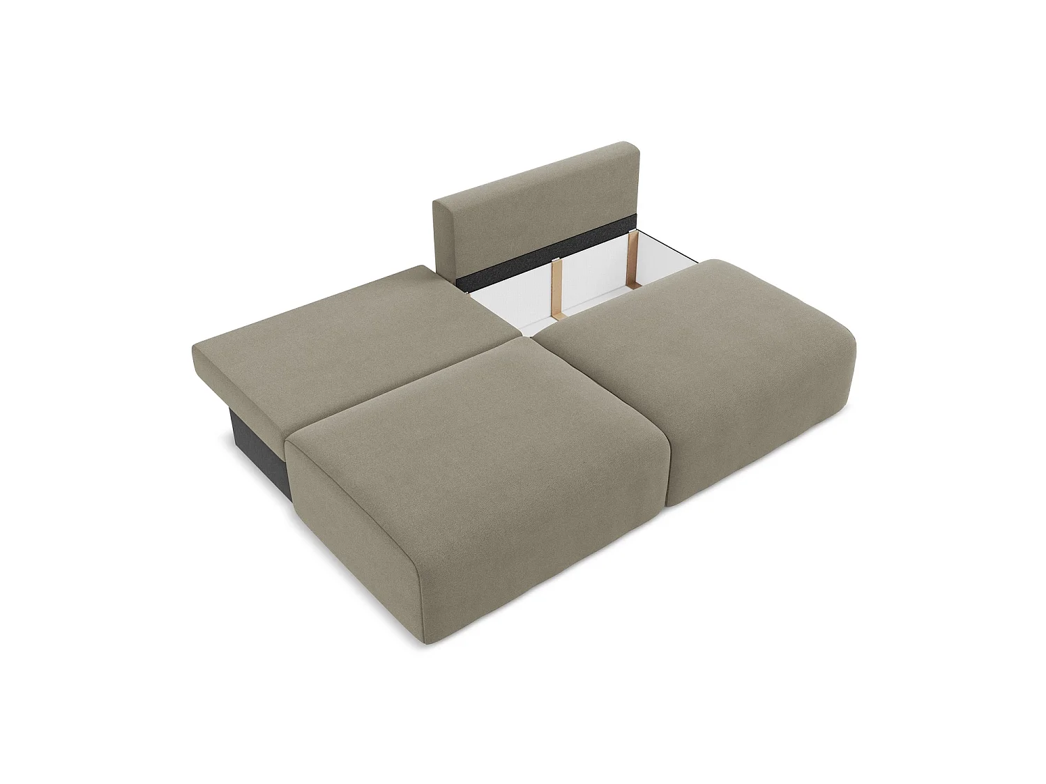 Sofa 3-osobowa z funkcją spania - z tkaniny strukturalnej - ciemny beż - OSTIA