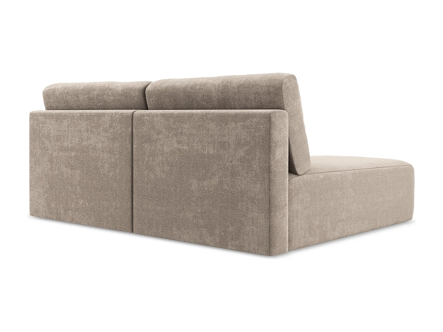 Open hoekbank links met bedfunctie van donkerbeige chenille stof - KONA