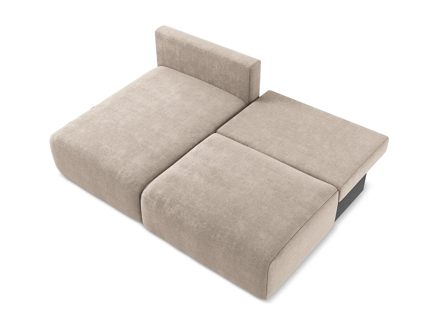 Canapé d’angle 3 places gauche sans accoudoir convertible en Chenille - beige foncé - KONA