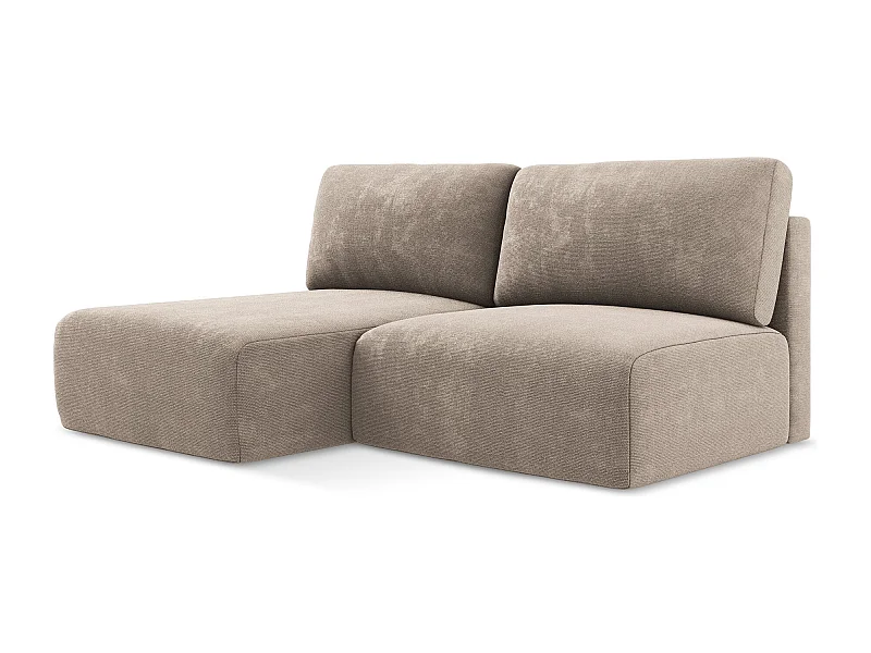 Open hoekbank links met bedfunctie van donkerbeige chenille stof - KONA