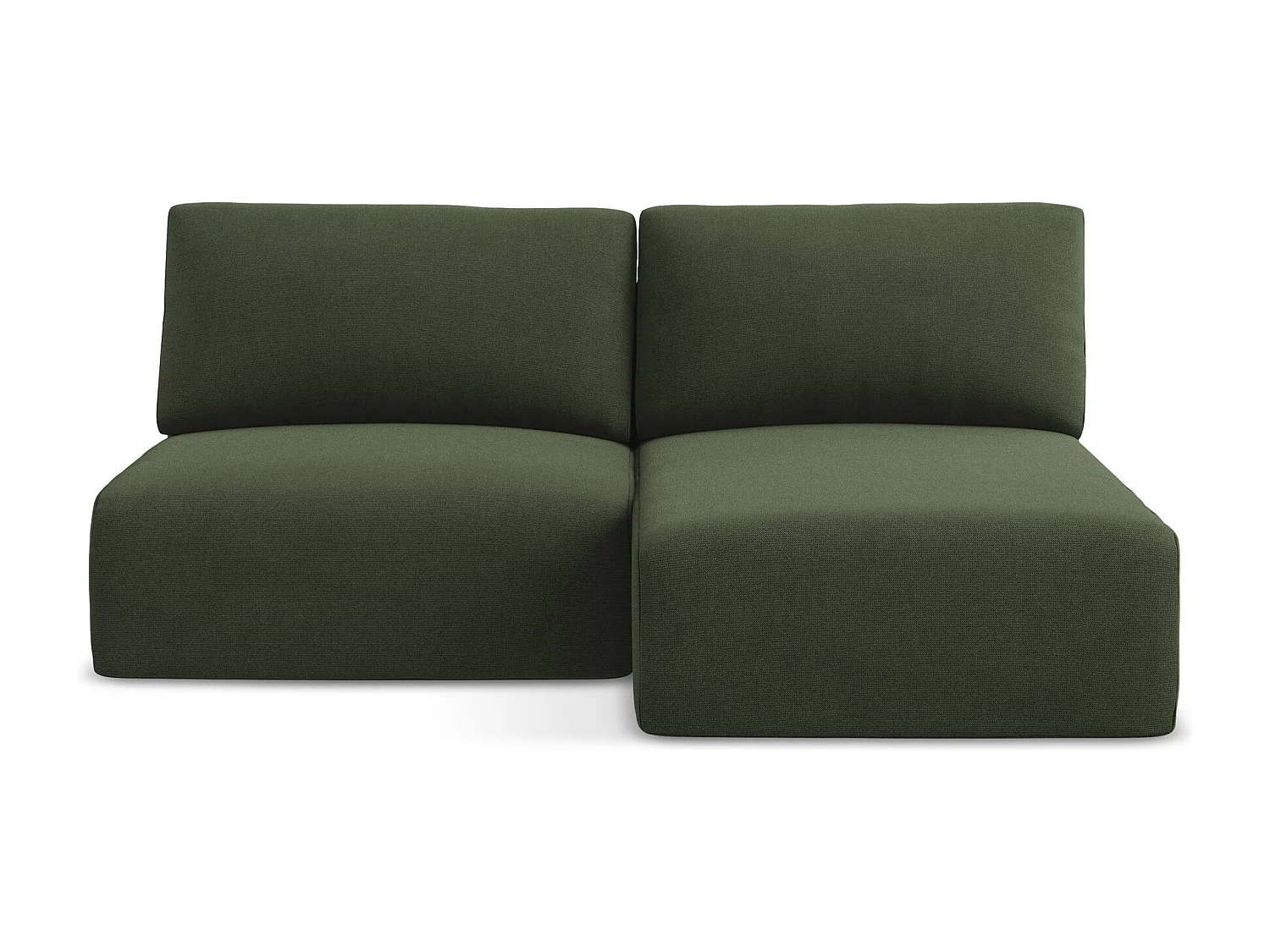 Open hoekbank met bedfunctie van olijf textuurstof - KONA