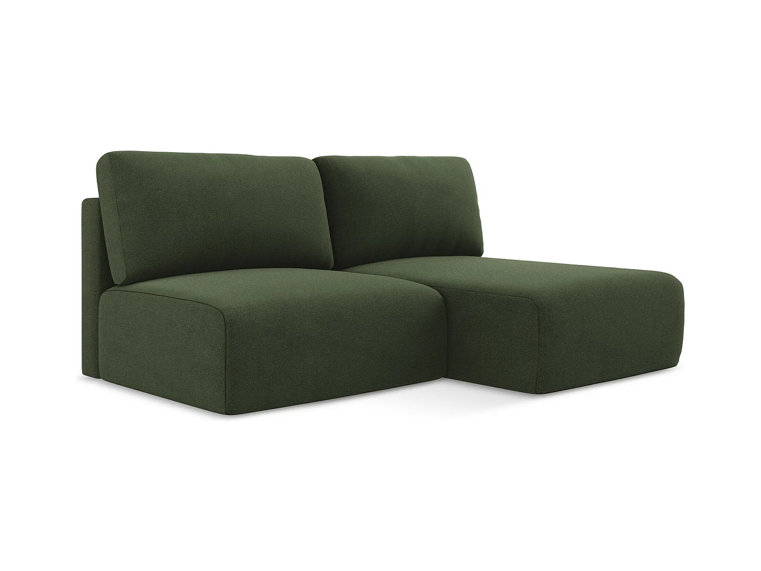 Canapé d’angle 3 places droit sans accoudoir convertible en Strukturstoff - olive - KONA