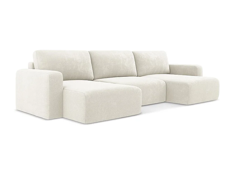 Wohnlandschaft mit Schlaffunktion - / - Chenille - Weiß - KONA