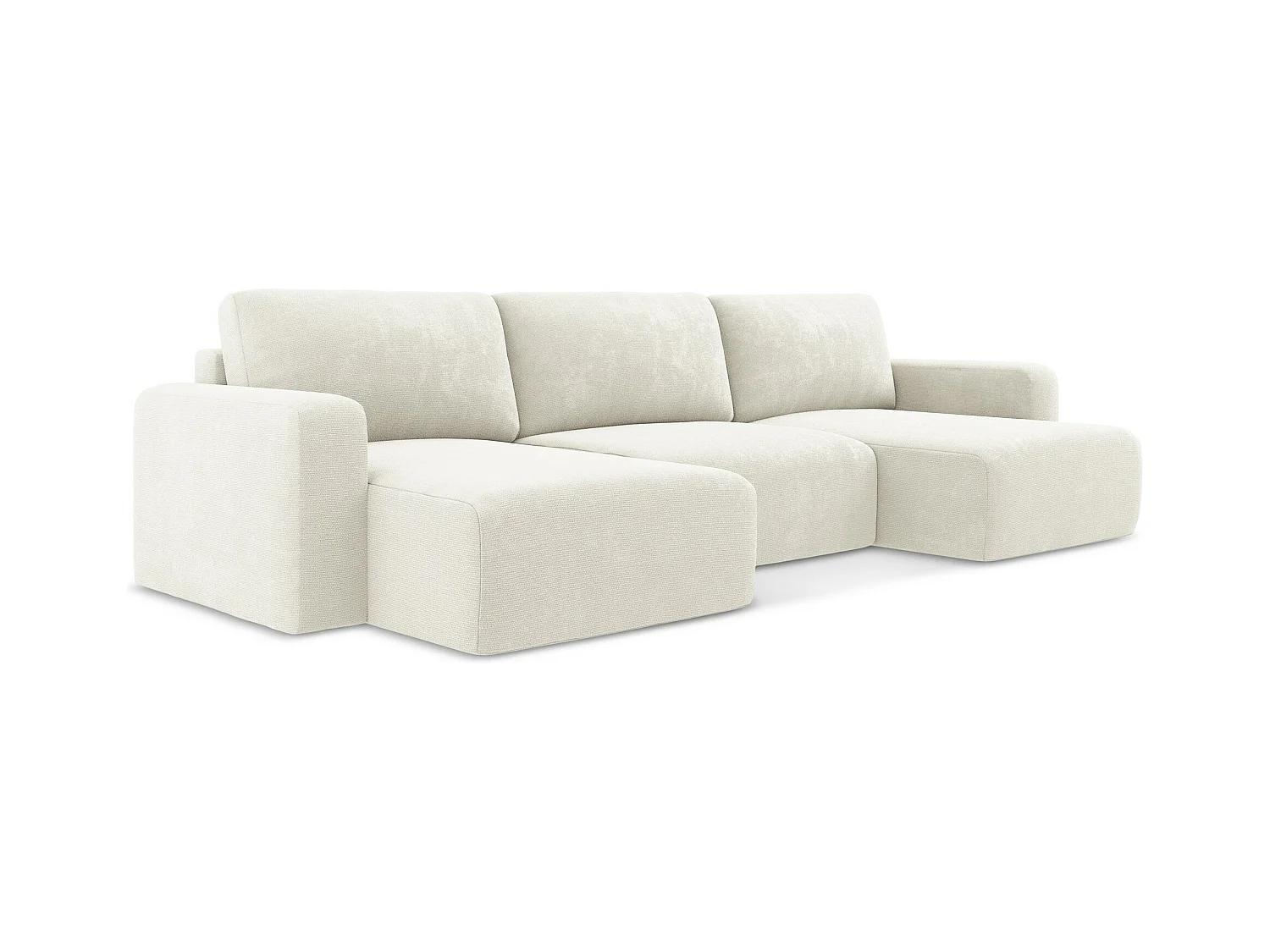 Wohnlandschaft mit Schlaffunktion - / - Chenille - Weiß - KONA