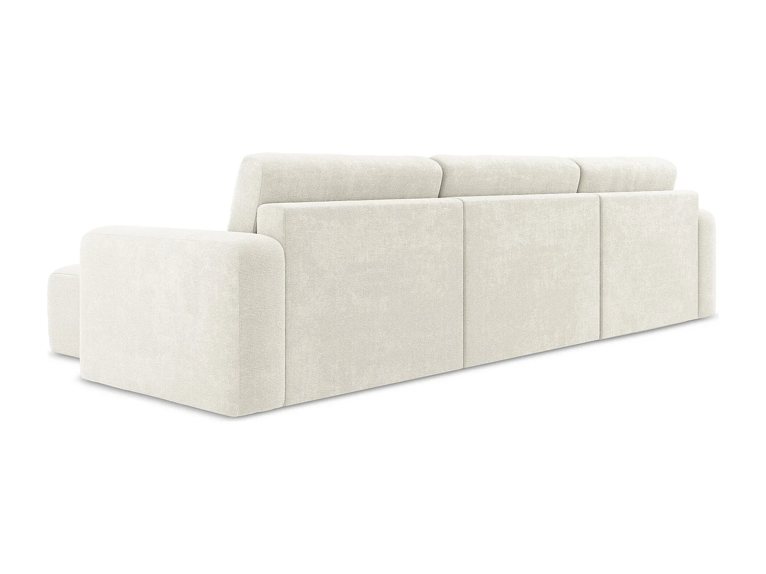 Panoramische bank met bedfunctie van wit chenille stof - KONA