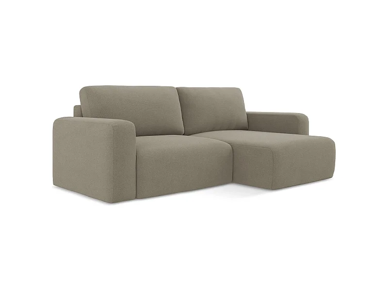 Ecksofa mit Schlaffunktion - Ecke Rechts - Strukturstoff - Dunkelbeige - KONA