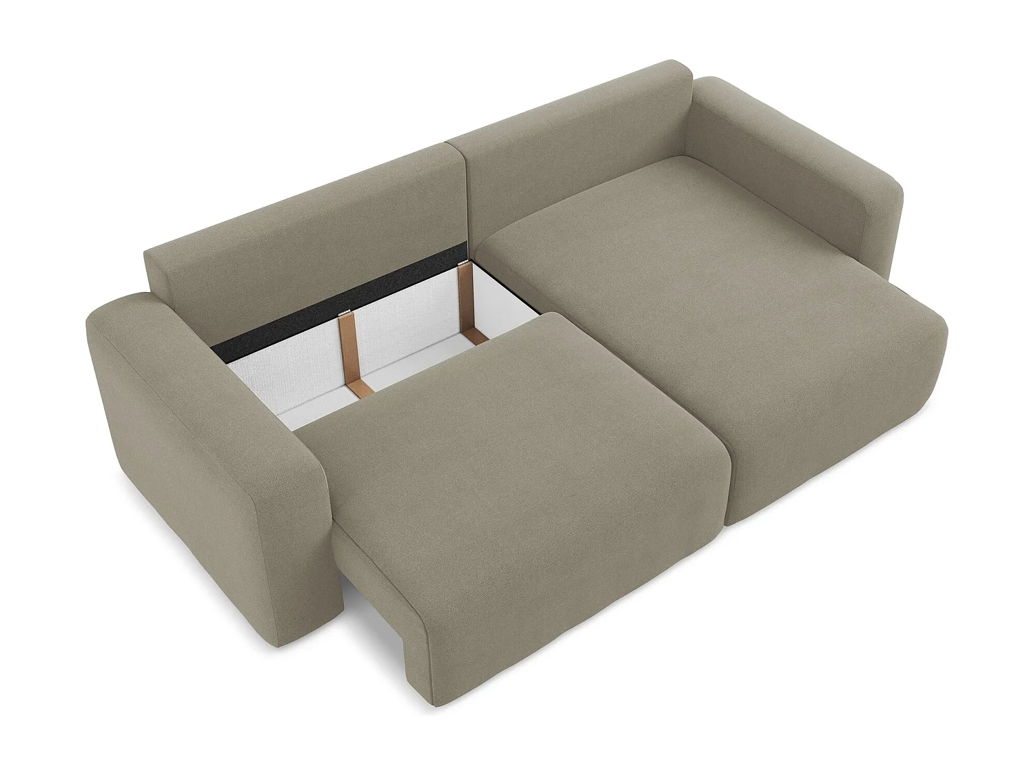 Canapé d’angle 3 places droit convertible en Strukturstoff - beige foncé - KONA