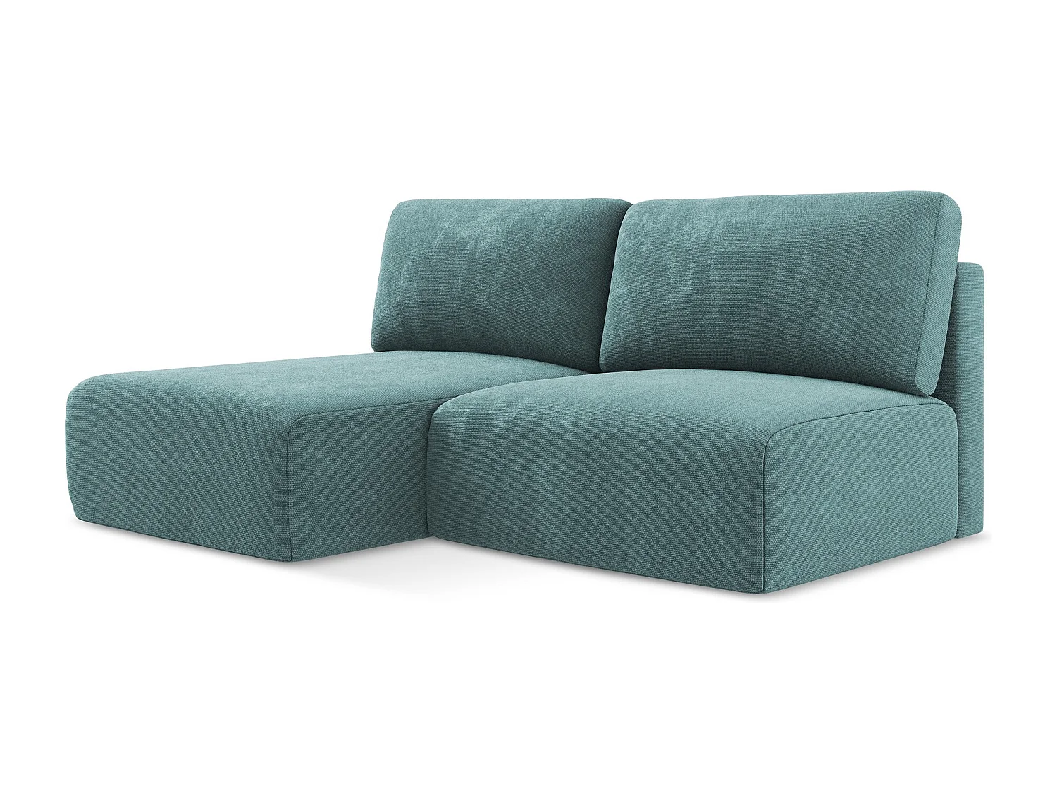 Open hoekbank links met bedfunctie van jeans chenille stof - KONA