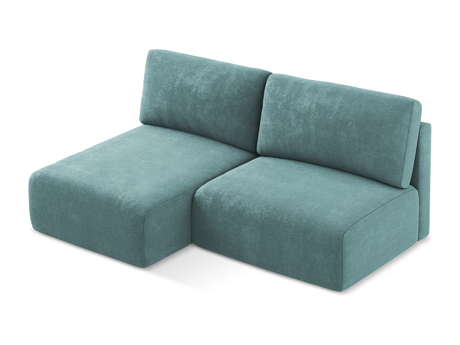 Open hoekbank links met bedfunctie van jeans chenille stof - KONA