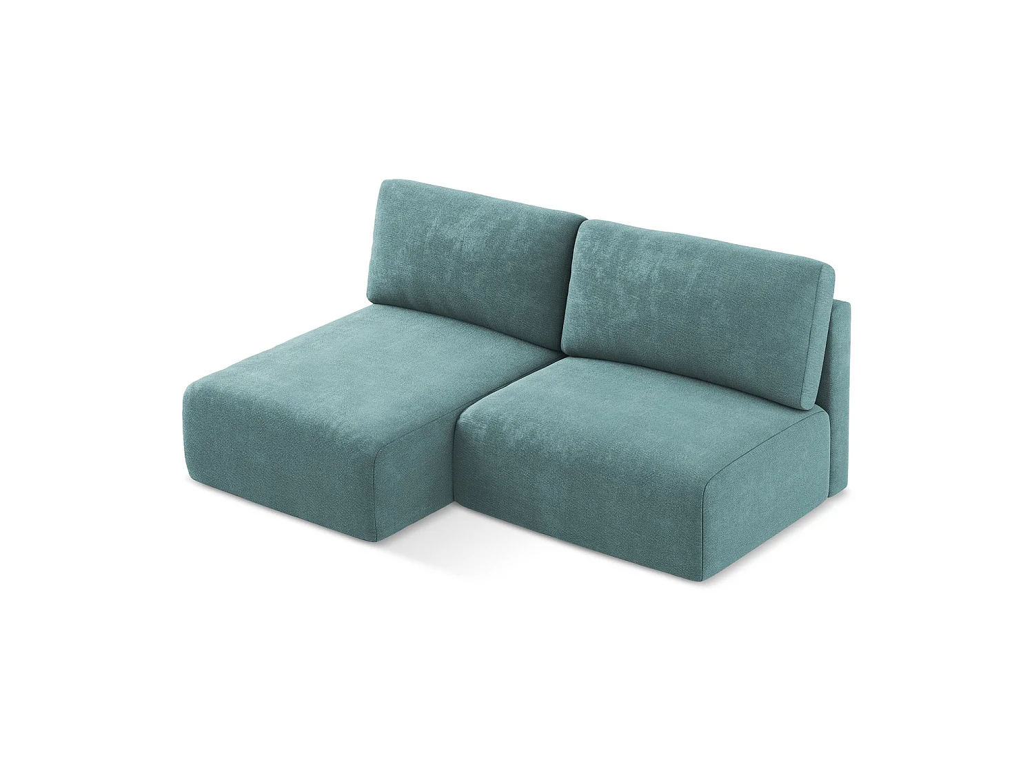 Hoekslaapbank links van jeans chenille stof - OSTIA