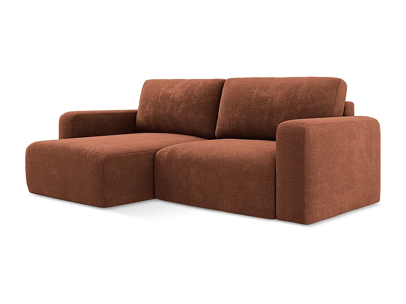 3-Sitzer Ecksofa mit Schlaffunktion - Ecke Links - Chenille - Terrakotta - KONA