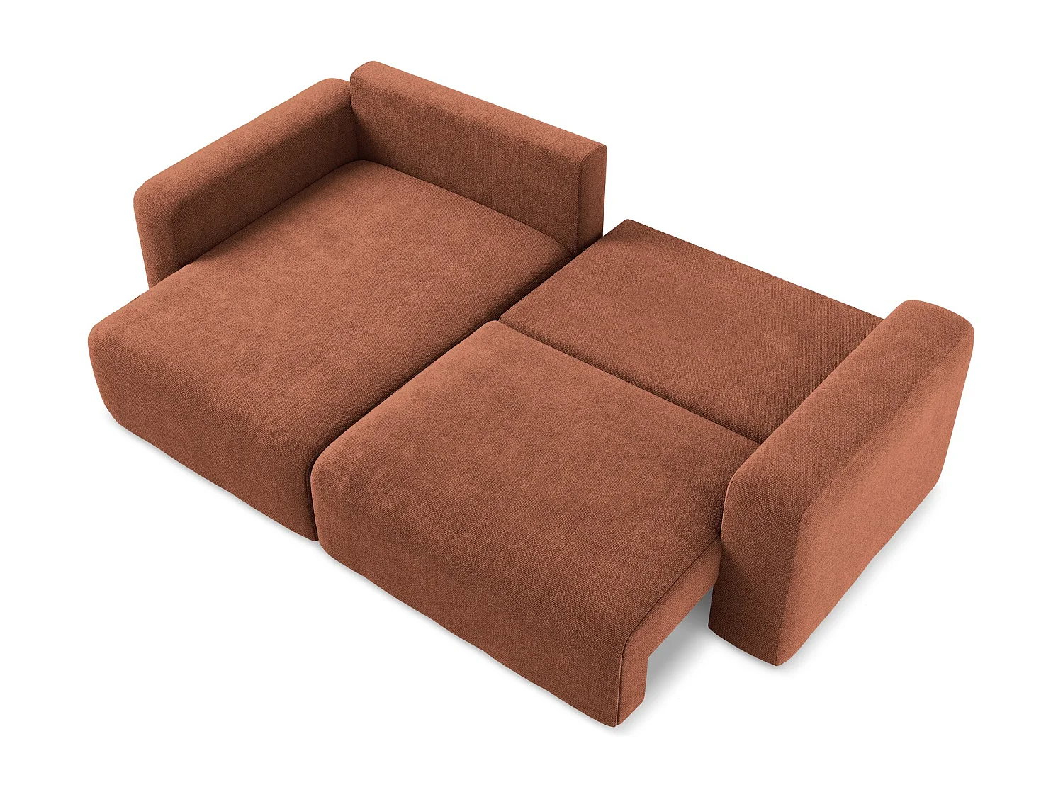 Hoekslaapbank links van terracotta chenille stof - KONA