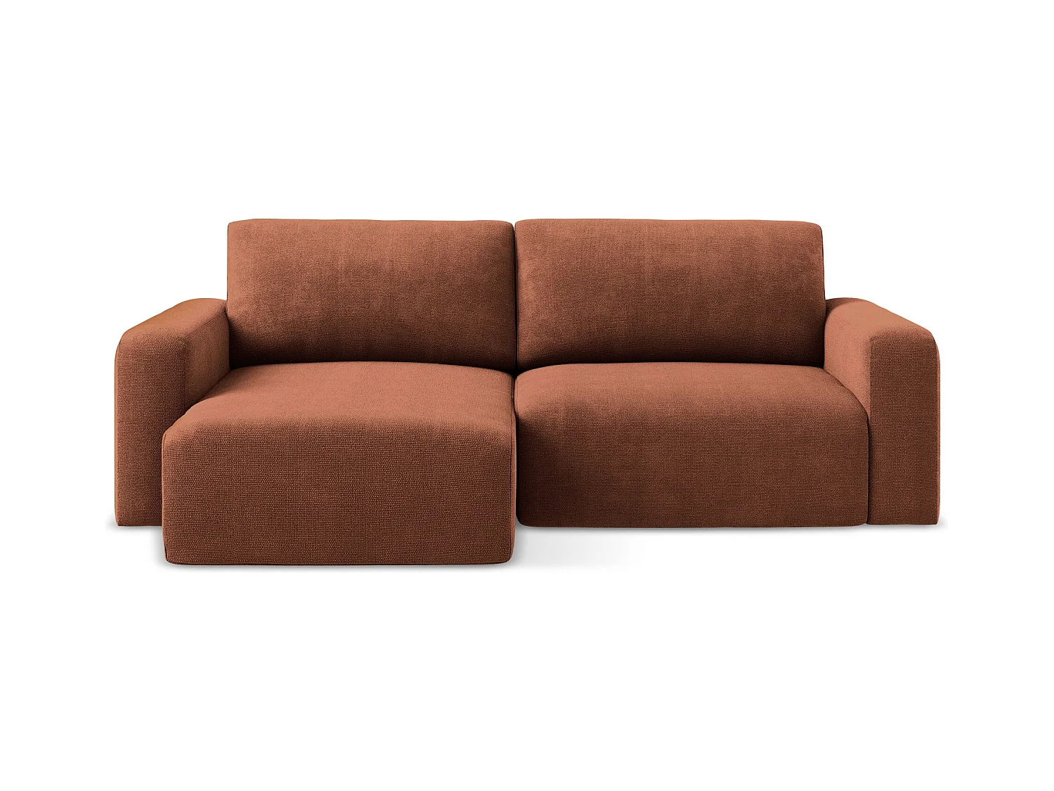 3-Sitzer Ecksofa mit Schlaffunktion - Ecke Links - Chenille - Terrakotta - KONA