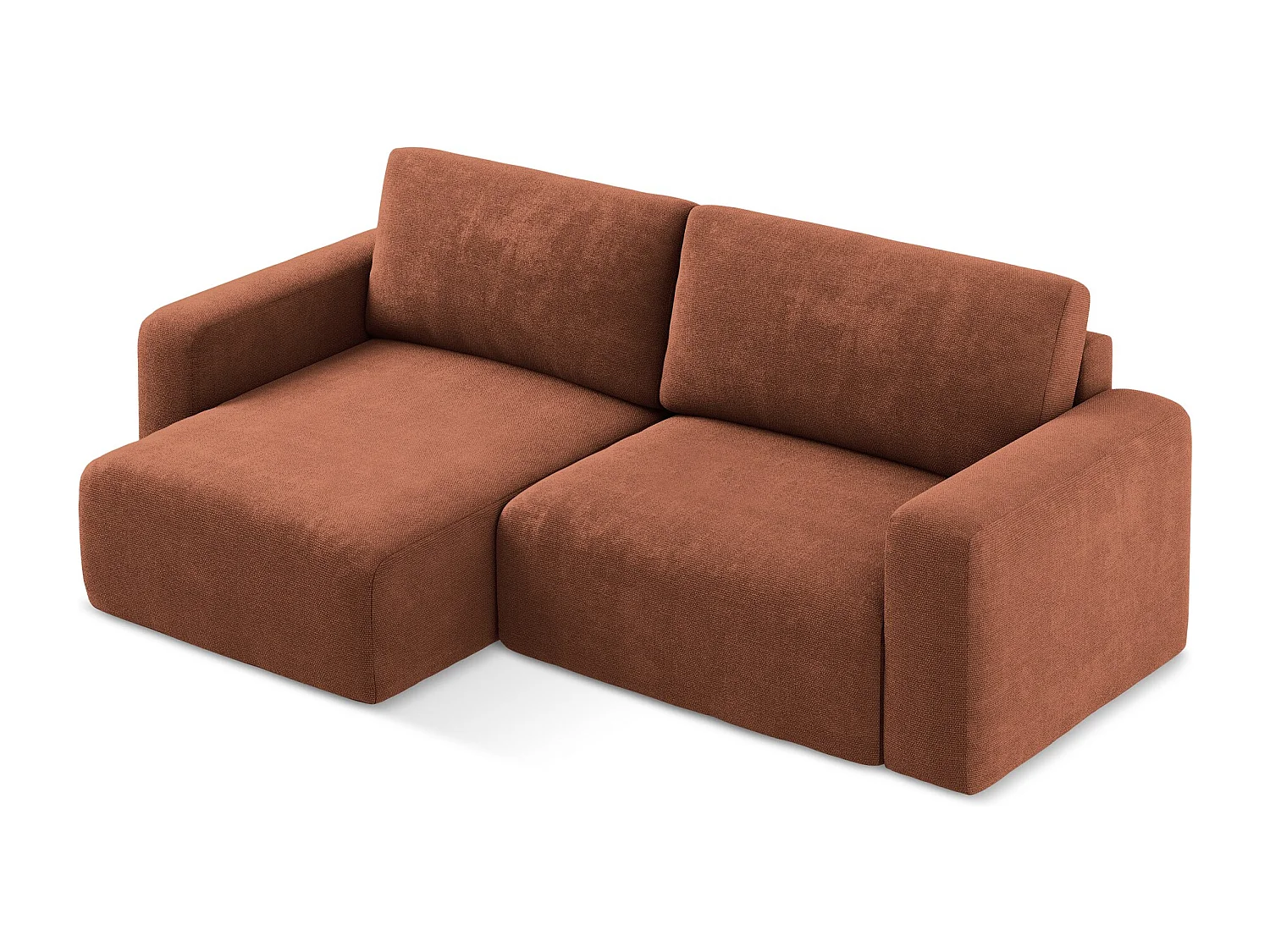 3-Sitzer Ecksofa mit Schlaffunktion - Ecke Links - Chenille - Terrakotta - KONA