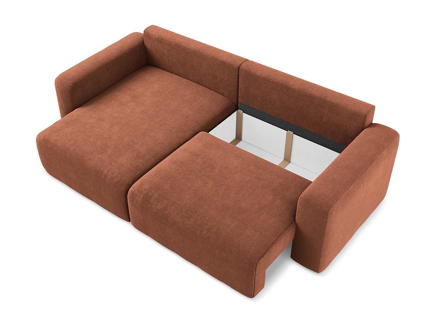 3-Sitzer Ecksofa mit Schlaffunktion - Ecke Links - Chenille - Terrakotta - KONA